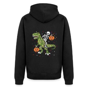 Cool Skeleton Dinosaur Funny Lazy Creepy Halloween - Unisex Premium Organic Zip Hoodie - black - Back - Nico (187cm)