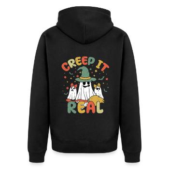 Rétro Vintage Ghost Lazy Creepy Halloween - Veste à capuche bio Premium Unisexe - noir - Dos - Nico (187cm)