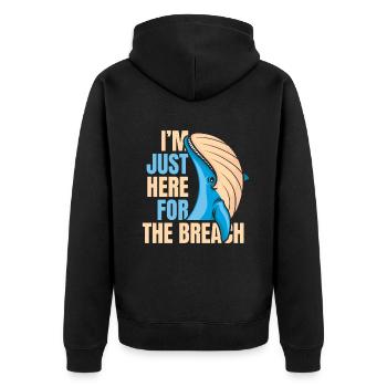 Just Here For The Breach Blue Beluga Cetacea - Unisex Premium Organic Zip Hoodie - black - Back - Nico (187cm)