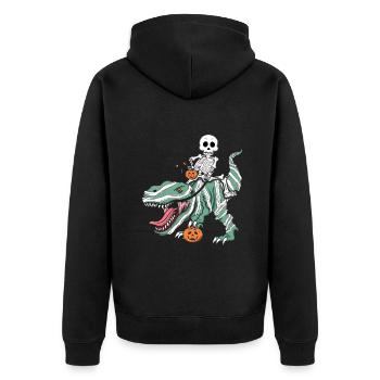 Dinosaure squelette Drôle paresseux effrayant Halloween - Veste à capuche bio Premium Unisexe - noir - Dos - Nico (187cm)