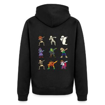Dabbing Halloween Monster Faul Gruseliges Halloween - Unisex Premium Bio Zip Hoodie - Schwarz - Hinten - Nico (187cm)