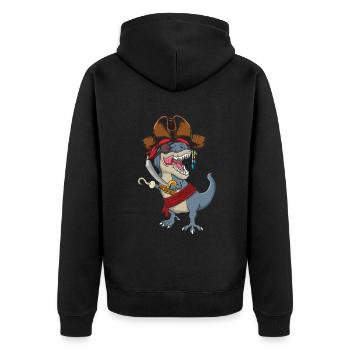 Haken Dinosaurier Lustig Piraten-Dekor Faules Halloween - Unisex Premium Bio Zip Hoodie - Schwarz - Hinten - Nico (187cm)
