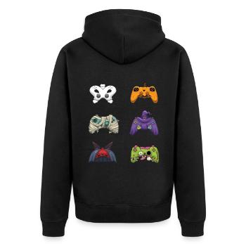 Gaming Gamer Game Controller Lazy Creepy Halloween - Unisex Premium Organic Zip Hoodie - black - Back - Nico (187cm)