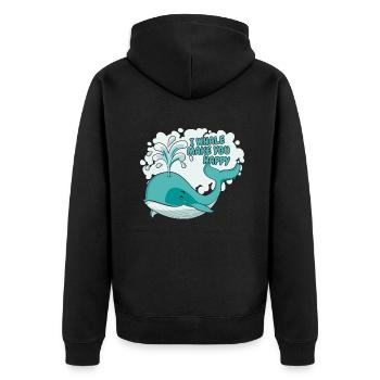 I Whale Make You Happy Blue Beluga Cachalot Whale - Unisex Premium Organic Zip Hoodie - black - Back - Nico (187cm)