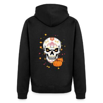 Fall Autumn Floral Muertos Day Of Dead Halloween - Unisex Premium Organic Zip Hoodie - black - Back - Nico (187cm)