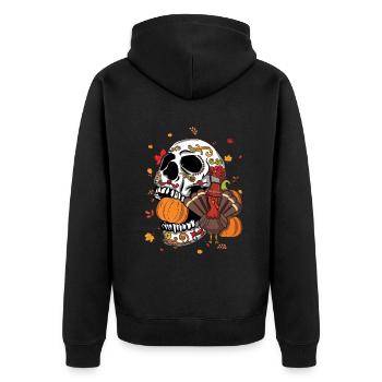 Fall Autumn Pumpkin Muertos Day Of Dead Turkey - Unisex Premium Organic Zip Hoodie - black - Back - Nico (187cm)