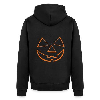 Kürbiskopf Gesicht Fauler Halloween-Kürbis - Unisex Premium Bio Zip Hoodie - Schwarz - Hinten - Nico (187cm)