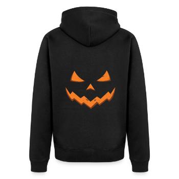 Carved Pumpkin Head Face Lazy Halloween Pumpkin - Unisex Premium Organic Zip Hoodie - black - Back - Nico (187cm)