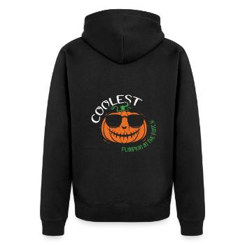 Kids Coolest Pumpkin Cool Lazy Creepy Halloween - Unisex Premium Organic Zip Hoodie - black - Back - Nico (187cm)