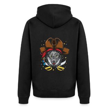 Wolfshund Lustiges Piratendekor Faules Halloween - Unisex Premium Bio Zip Hoodie - Schwarz - Hinten - Nico (187cm)