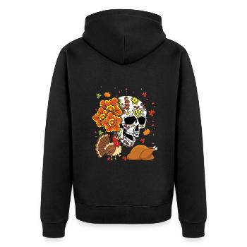 Turkey Autumn Fall Muertos Day Of Dead - Unisex Premium Organic Zip Hoodie - black - Back - Nico (187cm)