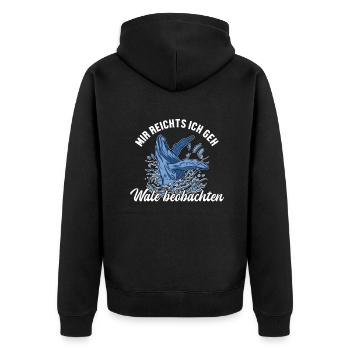 Mir reichts ich geh Wale beobachten Cachalot - Unisex Premium Bio Zip Hoodie - Schwarz - Hinten - Nico (187cm)