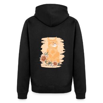 Miezekatze Kätzchen Hauskatze Katzenliebhaber - Unisex Premium Bio Zip Hoodie - Schwarz - Hinten - Nico (187cm)
