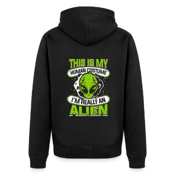 C’est mon costume humain Je suis vraiment un ovni extraterrestre - Veste à capuche bio Premium Unisexe - noir - Dos - Nico (187cm)