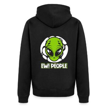 Ew People Ufo Conspiracy Außerirdischer Alien - Unisex Premium Organic Zip Hoodie - black - Back - Nico (187cm)