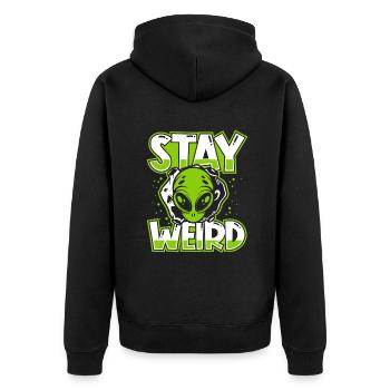Stay Weird Außerirdischer Ufo Conspiracy Alien - Unisex Premium Organic Zip Hoodie - black - Back - Nico (187cm)