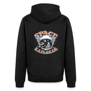 Space Explorer Kosmonaut Raumschiff Taikonaut - Unisex Premium Bio Zip Hoodie - Schwarz - Hinten - Nico (187cm)