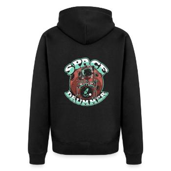 Space Drummer Spaceship Taikonaut Cosmonaut - Unisex Premium Organic Zip Hoodie - black - Back - Nico (187cm)