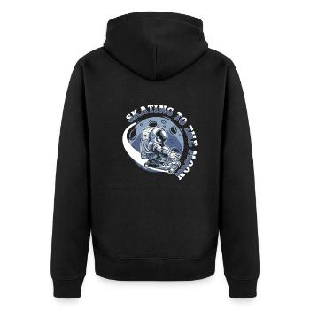 Skating To The Moon Cosmonaut Spaceship - Unisex Premium Organic Zip Hoodie - black - Back - Nico (187cm)