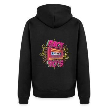 90er Karneval 90 Retro Party Jahr 1990 Batiken - Unisex Premium Bio Zip Hoodie - Schwarz - Hinten - Nico (187cm)