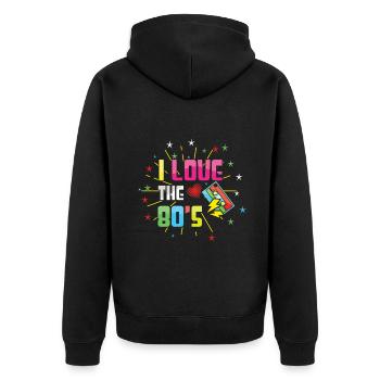 Love 80s Carnival 80 Retro Party Year 1980 Vintage - Unisex Premium Organic Zip Hoodie - black - Back - Nico (187cm)