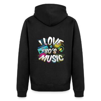 Musik 80er Jahre Karneval 80er Jahre Retro Party Jahr 1980 - Unisex Premium Bio Zip Hoodie - Schwarz - Hinten - Nico (187cm)