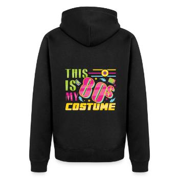 Mein 80er Jahre Kostüm Karneval 80er Jahre Retro Party 1980 - Unisex Premium Bio Zip Hoodie - Schwarz - Hinten - Nico (187cm)