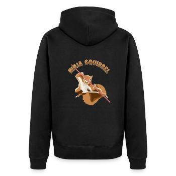 Ninja Squirrel Squirrel Fuchshörnchen Eichhörnchen - Unisex Premium Bio Zip Hoodie - Schwarz - Hinten - Nico (187cm)
