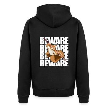 Beware Grey Squirrel Squirrel Fox Squirrel - Unisex Premium Organic Zip Hoodie - black - Back - Nico (187cm)