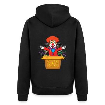 Carnival Clown Jester Circus Cute Hello - Unisex Premium Organic Zip Hoodie - black - Back - Nico (187cm)