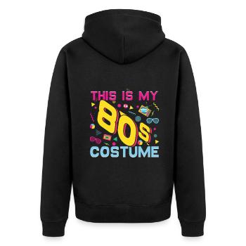 80er Jahre Kostüm Karneval 80er Jahre Retro Party 1980 - Unisex Premium Bio Zip Hoodie - Schwarz - Hinten - Nico (187cm)