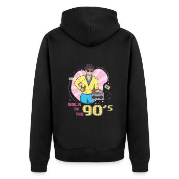 90er Jahre Musik Cool 90 Retro Party Jahr 1990 - Unisex Premium Bio Zip Hoodie - Schwarz - Hinten - Nico (187cm)