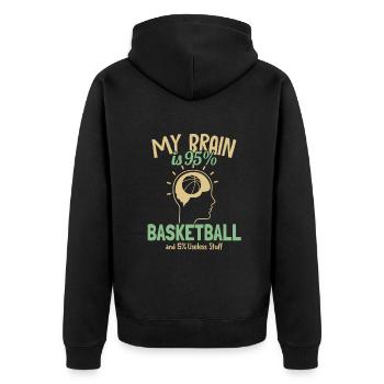 My Brain is 95% Basketball Basketballkorb - Unisex Premium Bio Zip Hoodie - Schwarz - Hinten - Nico (187cm)