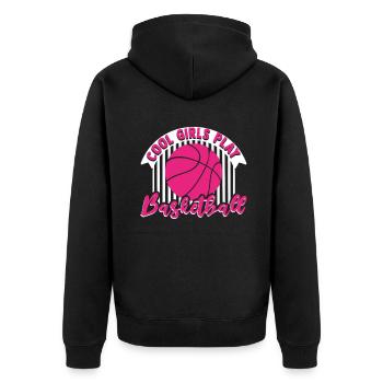 Cool Girls Play Basketball Basketballkorb - Unisex Premium Bio Zip Hoodie - Schwarz - Hinten - Nico (187cm)