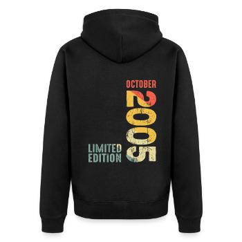 Since October 2005 Year 2005 Retro Vintage 2005 - Unisex Premium Bio Zip Hoodie - Schwarz - Hinten - Nico (187cm)