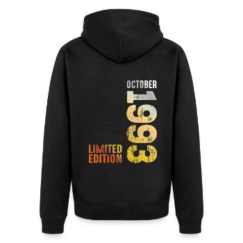 Since 1993 October Year 1993 Retro Vintage 1993 - Unisex Premium Bio Zip Hoodie - Schwarz - Hinten - Nico (187cm)