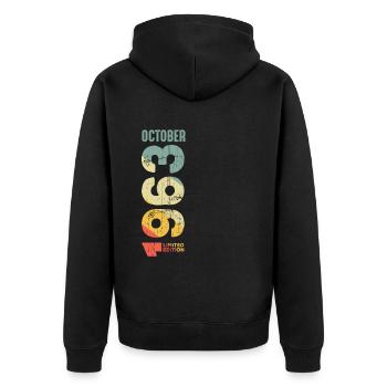 Retro October 1963 Year 1963 Retro Vintage 1963 - Unisex Premium Organic Zip Hoodie - black - Back - Nico (187cm)