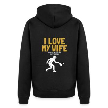 J’aime ma femme Pickleball Pickleballfan Pickleball - Veste à capuche bio Premium Unisexe - noir - Dos - Nico (187cm)