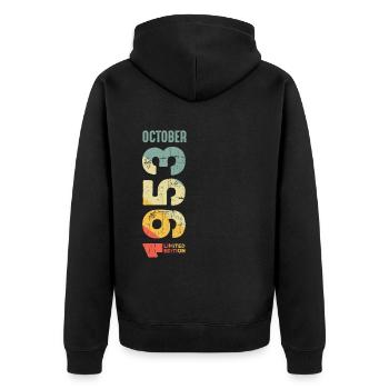 Rétro Octobre 1953 Année 1953 Rétro Millésime 1953 - Veste à capuche bio Premium Unisexe - noir - Dos - Nico (187cm)