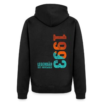 Vintage 1993 Since November 1993 Year 1993 Retro - Unisex Premium Bio Zip Hoodie - Schwarz - Hinten - Nico (187cm)