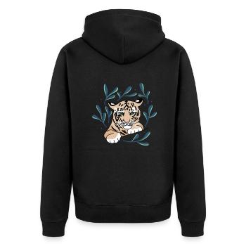 Baby Tiger Raubkatze Königstiger Wildkatze - Unisex Premium Bio Zip Hoodie - Schwarz - Hinten - Nico (187cm)