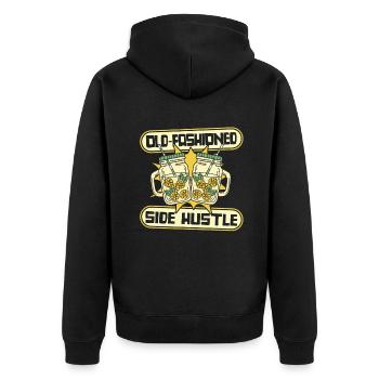 Old Fashioned Side Hustle Limonade Liebhaber - Unisex Premium Bio Zip Hoodie - Schwarz - Hinten - Nico (187cm)