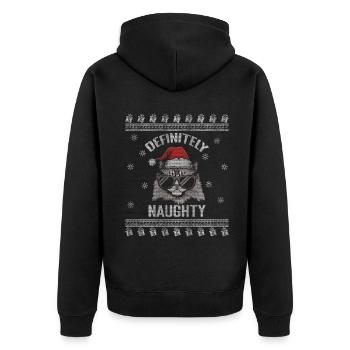 Naughty Cat Funny Christmas Santa Ugly Christmas - Unisex Premium Bio Zip Hoodie - Schwarz - Hinten - Nico (187cm)