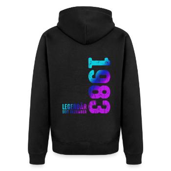 Since December 1983 Year 1983 Retro Vintage 1983 - Unisex Premium Bio Zip Hoodie - Schwarz - Hinten - Nico (187cm)