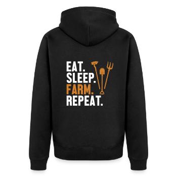 Eat Sleep Farm Repeat Agriculture Organic Farmer - Unisex Premium Organic Zip Hoodie - black - Back - Nico (187cm)