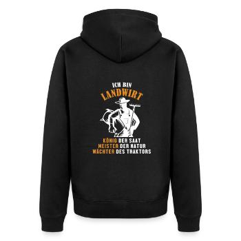 Landwirt König Meister Wächter Landwirtschaft - Unisex Premium Bio Zip Hoodie - Schwarz - Hinten - Nico (187cm)