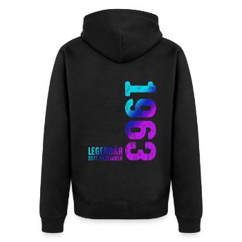 December 1963 Year 1963 Retro 1963 Vintage 1963 - Unisex Premium Bio Zip Hoodie - Schwarz - Hinten - Nico (187cm)