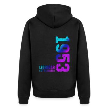 Since December 1953 Year 1953 Retro Vintage 1953 - Unisex Premium Bio Zip Hoodie - Schwarz - Hinten - Nico (187cm)