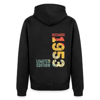Depuis Décembre 1953 Année 1953 Rétro Millésime 1953 - Veste à capuche bio Premium Unisexe - noir - Dos - Nico (187cm)