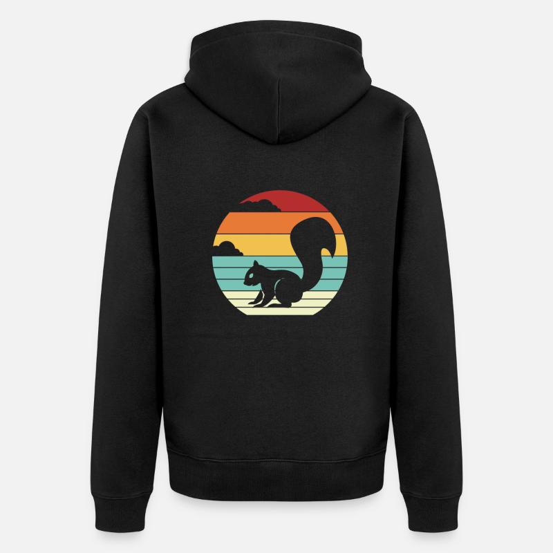 Retro Grauhörnchen Squirrel Fuchshörnchen - Unisex Premium Bio Zip Hoodie - Schwarz